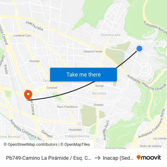 Pb749-Camino La Pirámide / Esq. Cam. Bosque De Stgo. to Inacap (Sede Renca) map