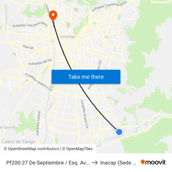 Pf200-27 De Septiembre / Esq. Av. Eyzaguirre to Inacap (Sede Renca) map
