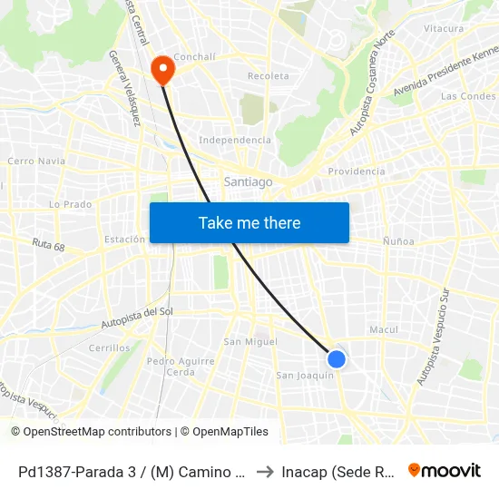 Pd1387-Parada 3 / (M) Camino Agrícola to Inacap (Sede Renca) map