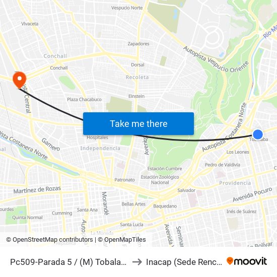 Pc509-Parada 5 / (M) Tobalaba to Inacap (Sede Renca) map