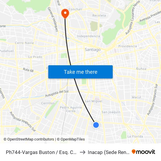 Ph744-Vargas Buston / Esq. Chiloé to Inacap (Sede Renca) map