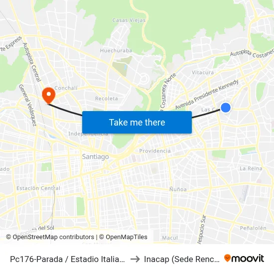 Pc176-Parada / Estadio Italiano to Inacap (Sede Renca) map