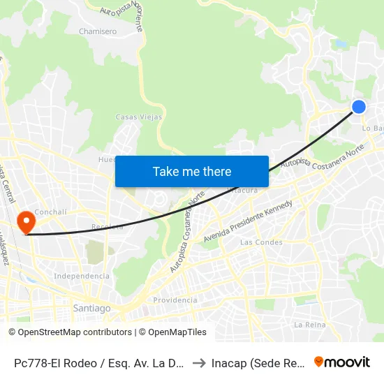 Pc778-El Rodeo / Esq. Av. La Dehesa to Inacap (Sede Renca) map
