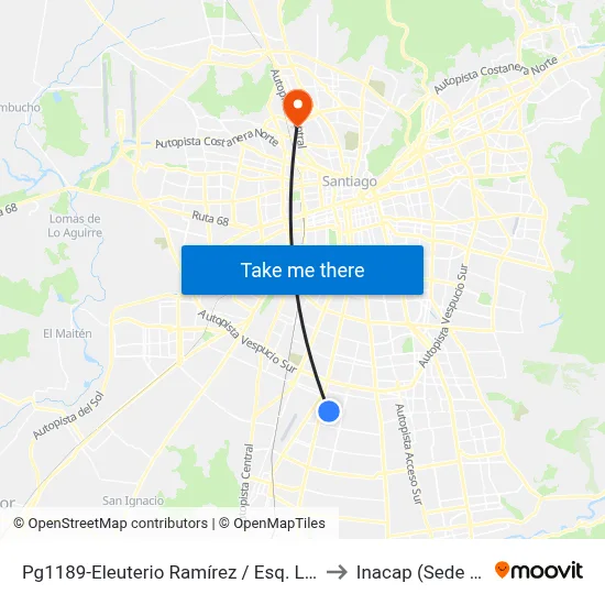 Pg1189-Eleuterio Ramírez / Esq. Los Aviadores to Inacap (Sede Renca) map