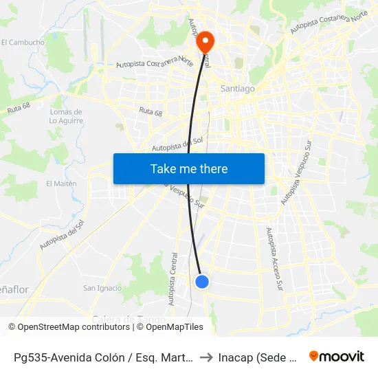Pg535-Avenida Colón / Esq. Martín De Solis to Inacap (Sede Renca) map