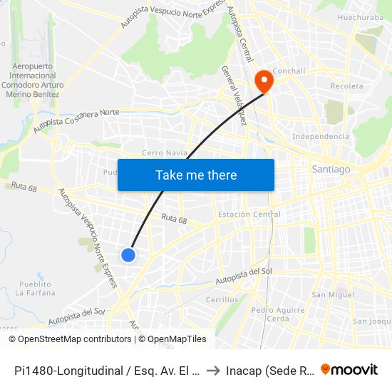 Pi1480-Longitudinal / Esq. Av. El Descanso to Inacap (Sede Renca) map