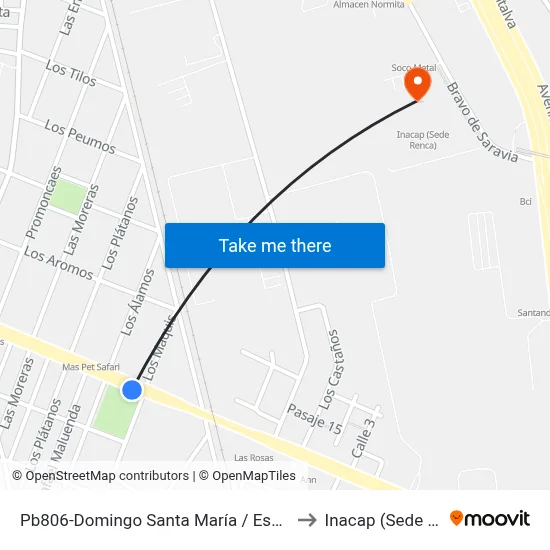 Pb806-Domingo Santa María / Esq. Los Maquis to Inacap (Sede Renca) map