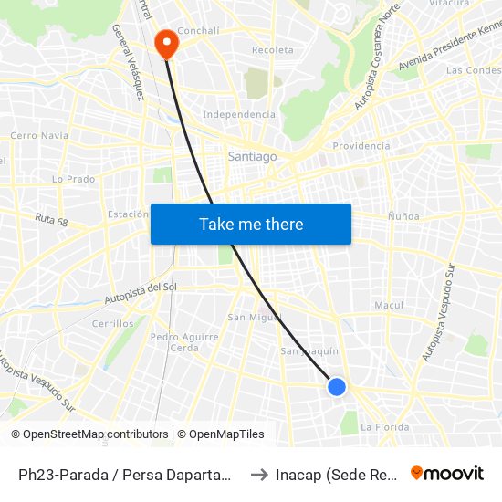 Ph23-Parada / Persa Dapartamental to Inacap (Sede Renca) map