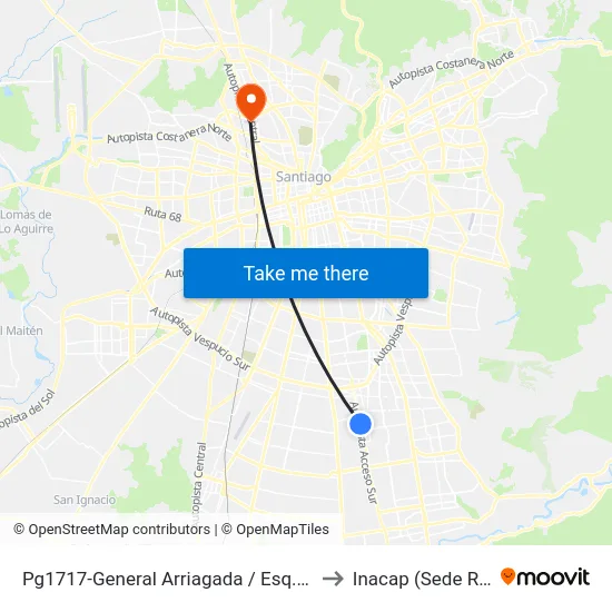 Pg1717-General Arriagada / Esq. La Serena to Inacap (Sede Renca) map