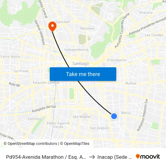 Pd954-Avenida Marathon / Esq. Avenida Quilín to Inacap (Sede Renca) map