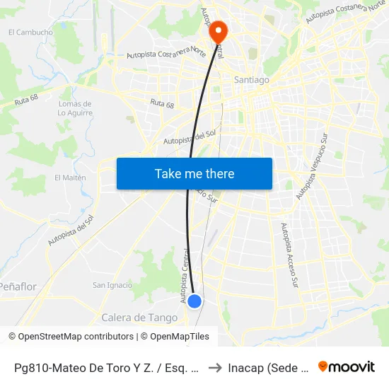 Pg810-Mateo De Toro Y Z. / Esq. Barros Arana to Inacap (Sede Renca) map