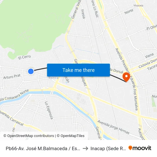 Pb66-Av. José M.Balmaceda / Esq. Dichato to Inacap (Sede Renca) map