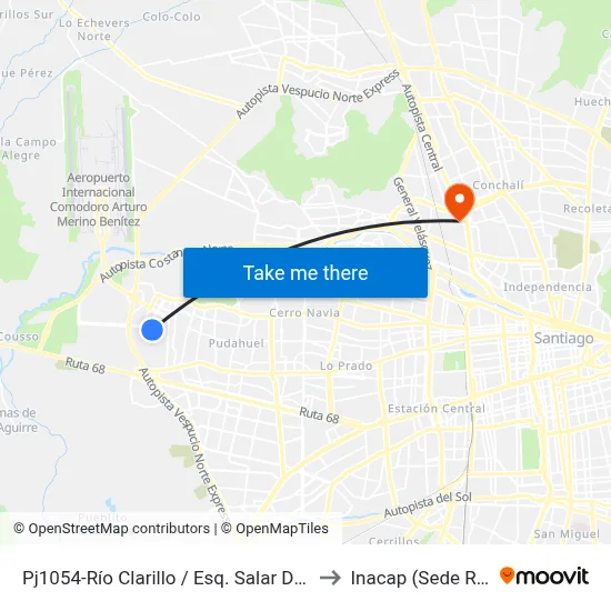 Pj1054-Río Clarillo / Esq. Salar De Ascotán to Inacap (Sede Renca) map
