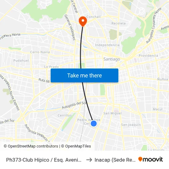 Ph373-Club Hípico / Esq. Avenida Lazo to Inacap (Sede Renca) map