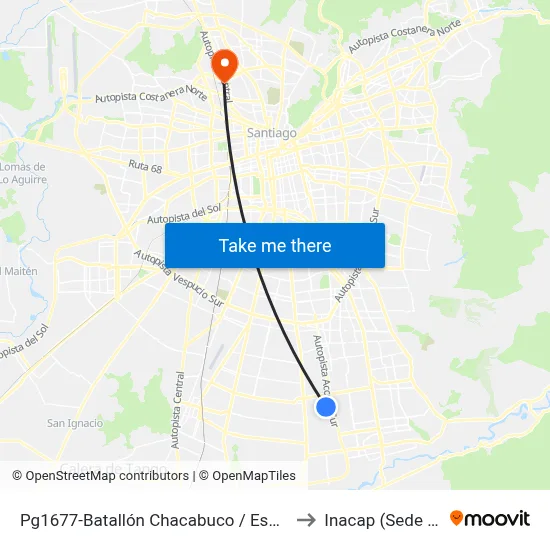 Pg1677-Batallón Chacabuco / Esq. El Fundador to Inacap (Sede Renca) map
