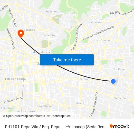 Pd1101-Pepe Vila / Esq. Pepe Vila to Inacap (Sede Renca) map