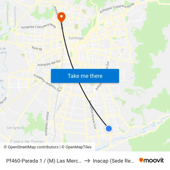 Pf460-Parada 1 / (M) Las Mercedes to Inacap (Sede Renca) map