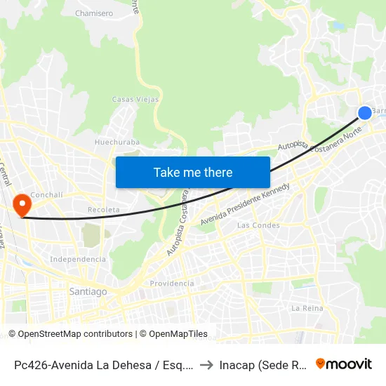 Pc426-Avenida La Dehesa / Esq. El Roble to Inacap (Sede Renca) map
