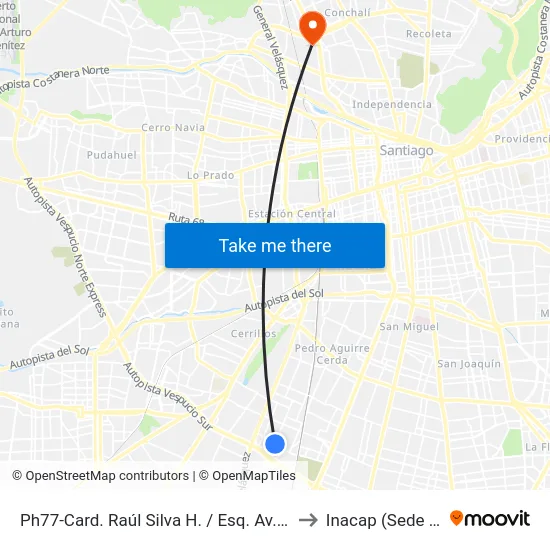 Ph77-Card. Raúl Silva H. / Esq. Av. Frei Montalva to Inacap (Sede Renca) map