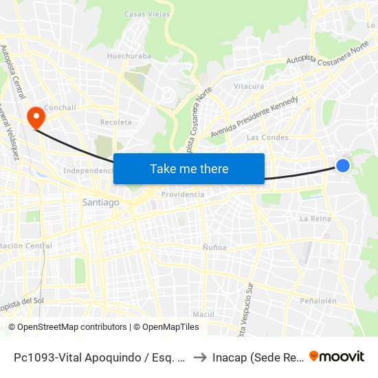 Pc1093-Vital Apoquindo / Esq. Marisol to Inacap (Sede Renca) map