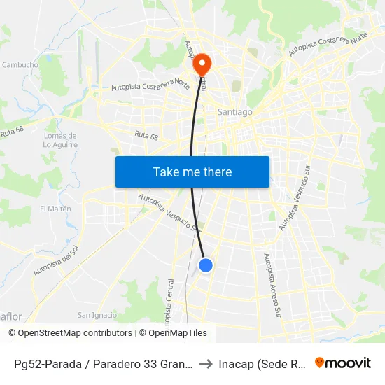 Pg52-Parada / Paradero 33 Gran Avenida to Inacap (Sede Renca) map