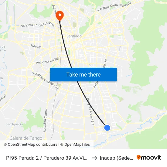 Pf95-Parada 2 / Paradero 39 Av.Vicuña Mackenna to Inacap (Sede Renca) map