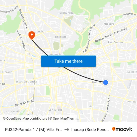 Pd342-Parada 1 / (M) Villa Frei to Inacap (Sede Renca) map