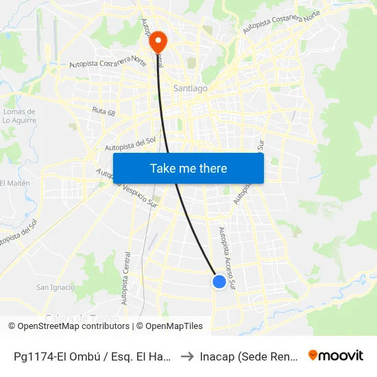 Pg1174-El Ombú / Esq. El Haulle to Inacap (Sede Renca) map