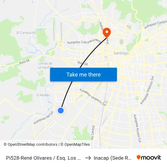 Pi528-René Olivares / Esq. Los Olivares to Inacap (Sede Renca) map