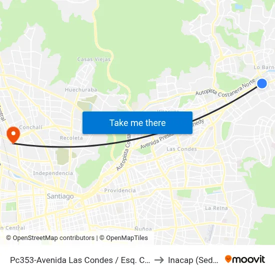 Pc353-Avenida Las Condes / Esq. Camino San Antonio to Inacap (Sede Renca) map