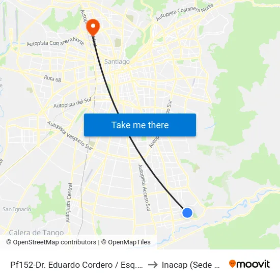 Pf152-Dr. Eduardo Cordero / Esq. Cerro Gris to Inacap (Sede Renca) map