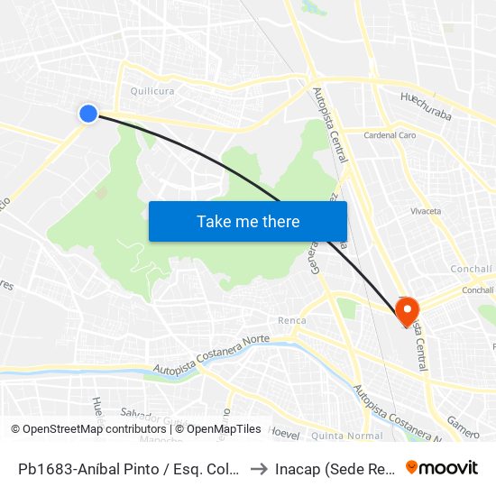 Pb1683-Aníbal Pinto / Esq. Colo Colo to Inacap (Sede Renca) map