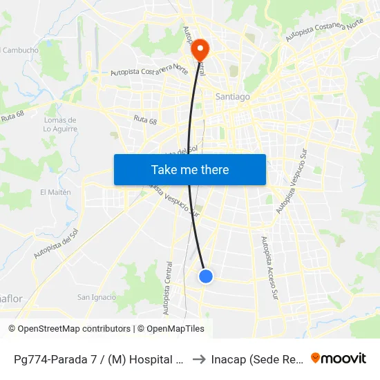 Pg774-Parada 7 / (M) Hospital El Pino to Inacap (Sede Renca) map