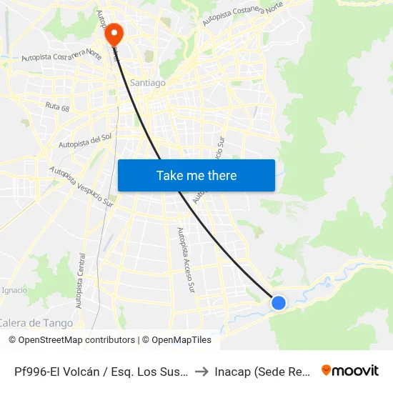 Pf996-El Volcán / Esq. Los Suspiros to Inacap (Sede Renca) map