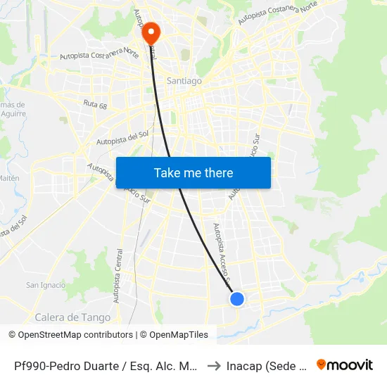 Pf990-Pedro Duarte / Esq. Alc. Manuel Muñoz to Inacap (Sede Renca) map