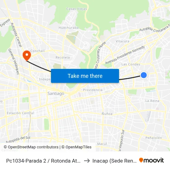 Pc1034-Parada 2 / Rotonda Atenas to Inacap (Sede Renca) map