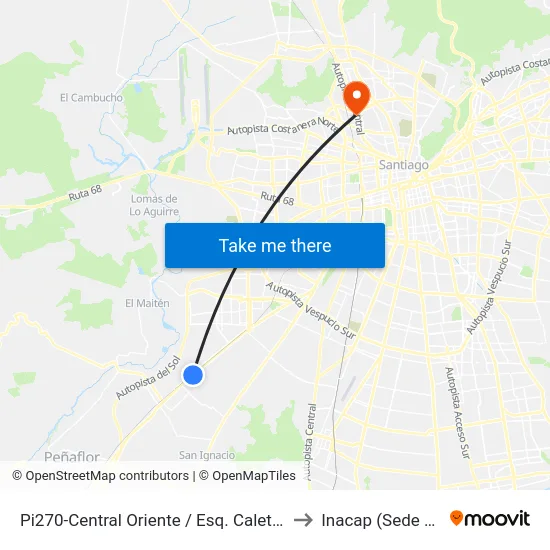 Pi270-Central Oriente / Esq. Caletera Melipilla to Inacap (Sede Renca) map