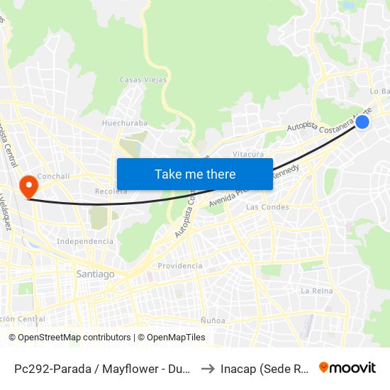 Pc292-Parada / Mayflower - Dunalastair to Inacap (Sede Renca) map