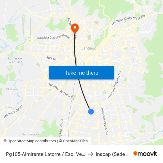Pg105-Almirante Latorre / Esq. Venancia Leiva to Inacap (Sede Renca) map