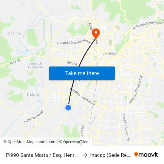 Pi990-Santa Marta / Esq. Henry Ford to Inacap (Sede Renca) map