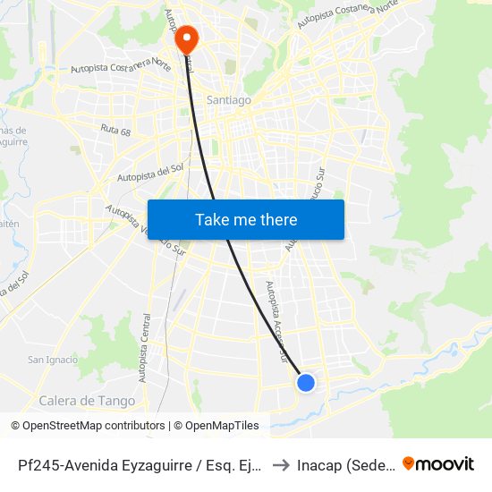 Pf245-Avenida Eyzaguirre / Esq. Ejército Libertador to Inacap (Sede Renca) map