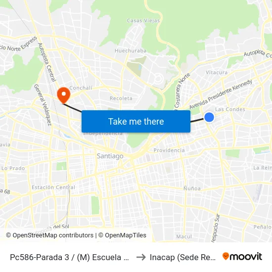 Pc586-Parada 3 / (M) Escuela Militar to Inacap (Sede Renca) map