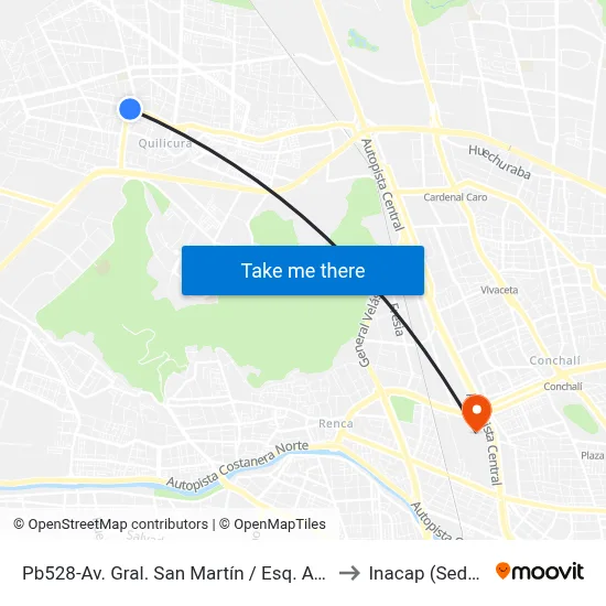 Pb528-Av. Gral. San Martín / Esq. Av. Manuel A. Matta to Inacap (Sede Renca) map