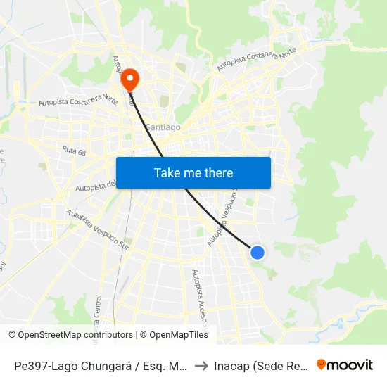 Pe397-Lago Chungará / Esq. Mamiña to Inacap (Sede Renca) map