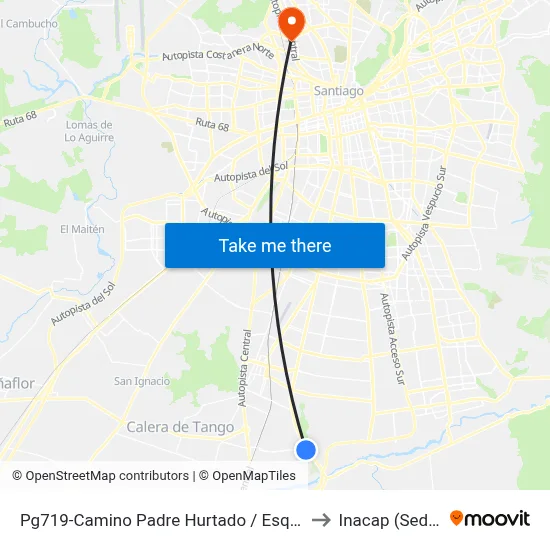 Pg719-Camino Padre Hurtado / Esq. Camino Los Morros to Inacap (Sede Renca) map