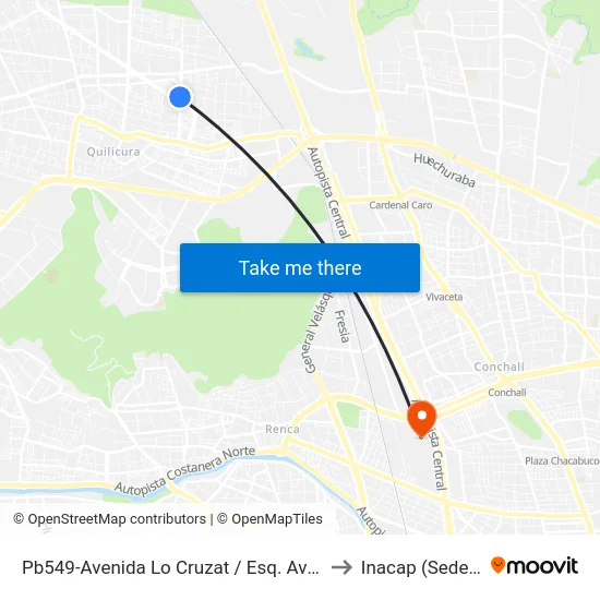 Pb549-Avenida Lo Cruzat / Esq. Avenida Las Torres to Inacap (Sede Renca) map