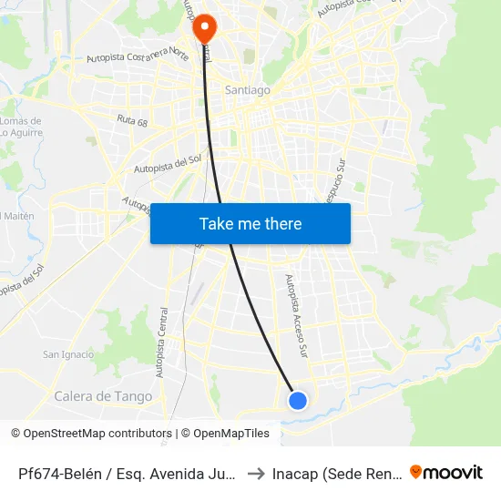 Pf674-Belén / Esq. Avenida Juanita to Inacap (Sede Renca) map