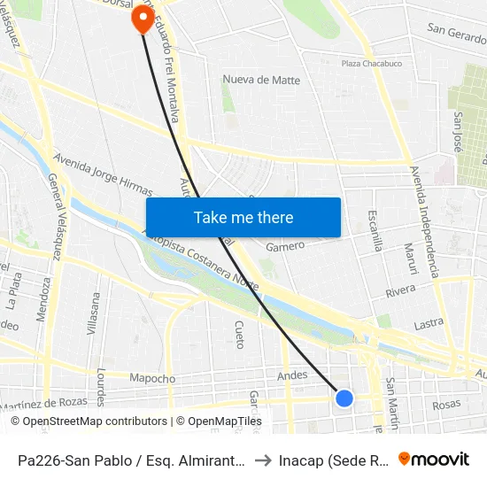 Pa226-San Pablo / Esq. Almirante Barroso to Inacap (Sede Renca) map