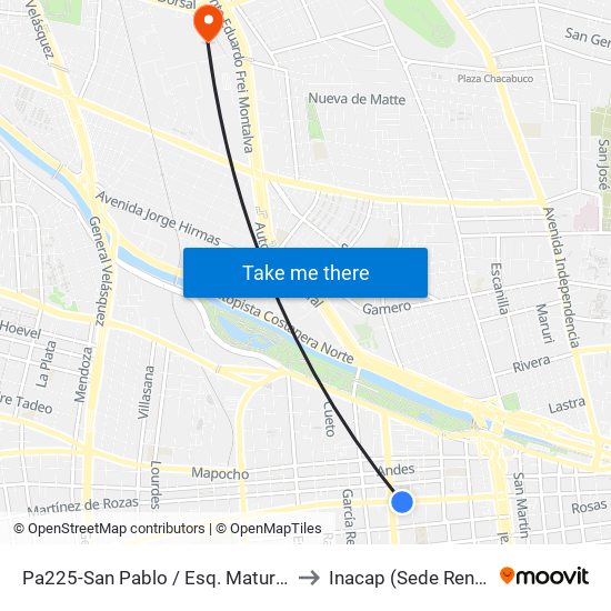 Pa225-San Pablo / Esq. Maturana to Inacap (Sede Renca) map