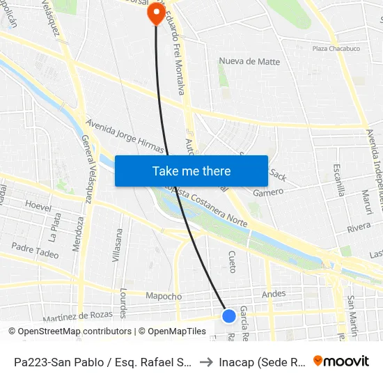 Pa223-San Pablo / Esq. Rafael Sotomayor to Inacap (Sede Renca) map